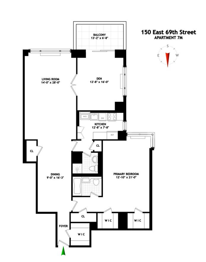 Floor plan of 150 East 69th Street #7M in Manhattan, New York, NY 10021