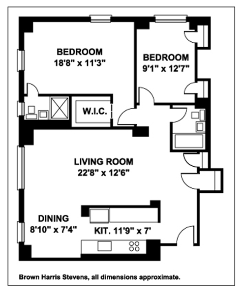 Floorplan for Fort Greene 2 Bedroom With Parking