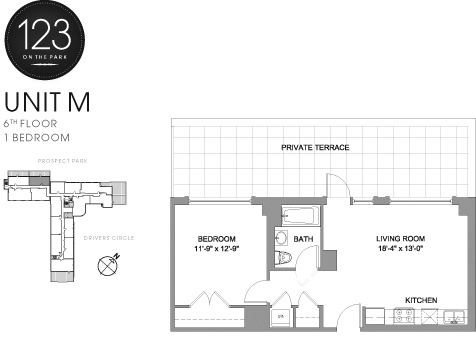 Floorplan for 123 On The Park - 1BR With Terrace