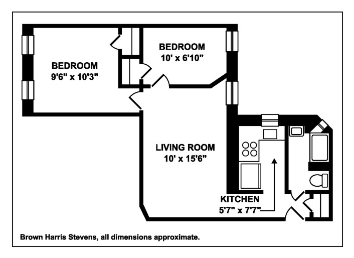 Floorplan for East Village Quiet And Airy Two Bedroom