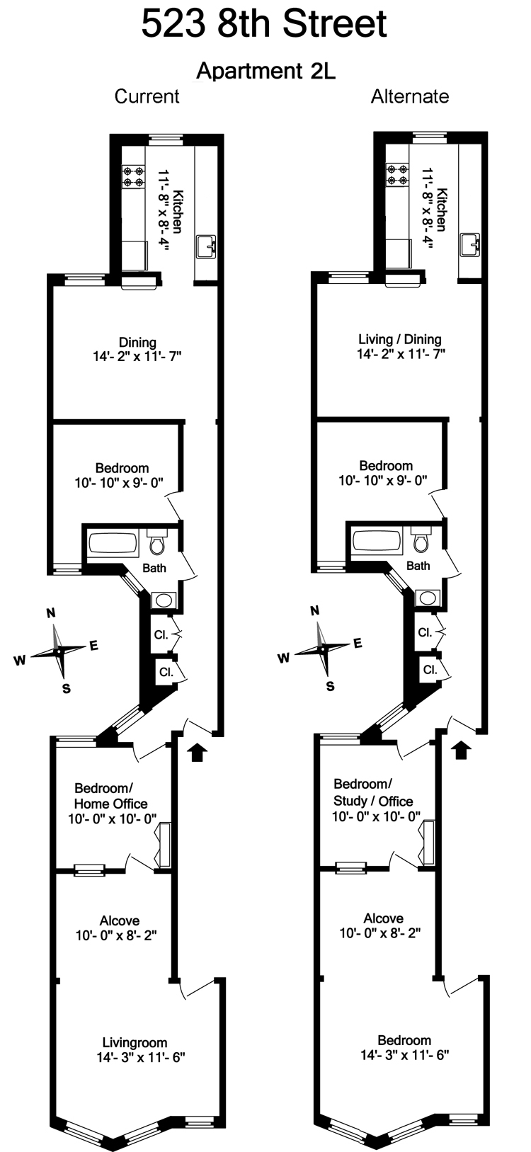 Floorplan for Pre-War Park Slope Charmer