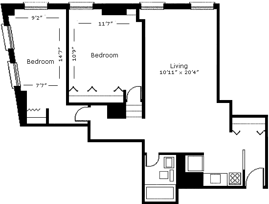 Floorplan for Sunny Corner Loft-Like Apartment