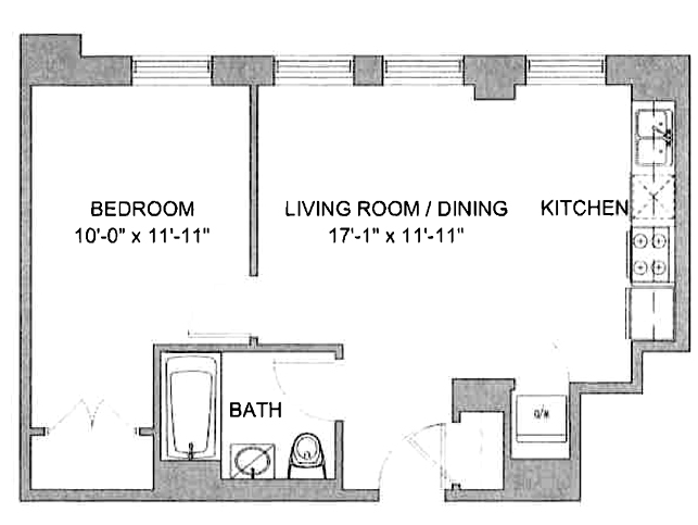 Floorplan for 123 On The Park - One Bedroom