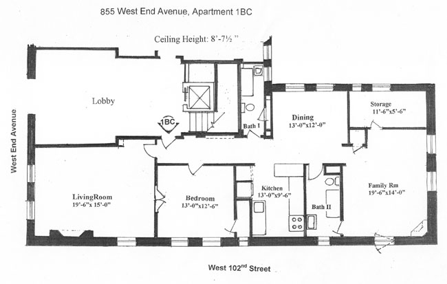 Floorplan for 855 West End Avenue