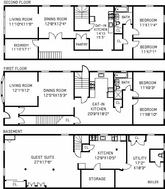 Floorplan for Brick Two Family Prime Dyker Hts 
