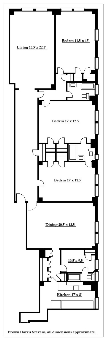 Floorplan for Four Bedrooms In Park Slope