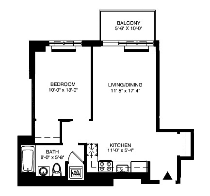 Floorplan for Luxury 1BR With Balcony And Parking