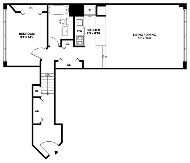 Floorplan for Mint 1 Br In Converted Factory