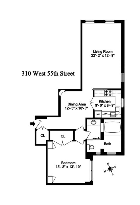 Floorplan for 310 West 55th Street