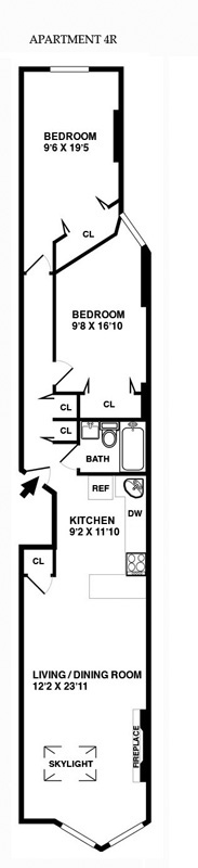 Floorplan for Sweet Prime Slope Two Bedroom Coop