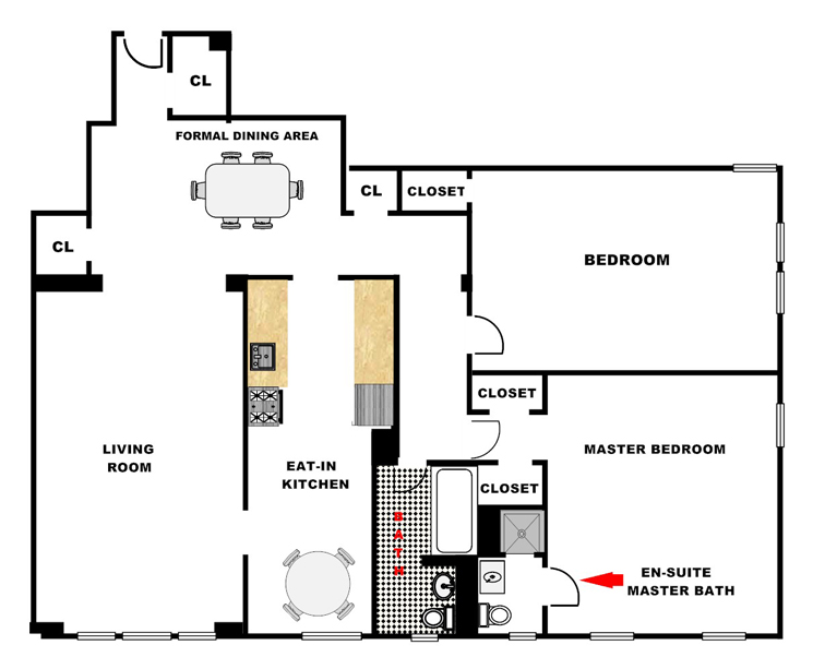Floorplan for Grand Landmarked 2 Bedroom 2 Bath