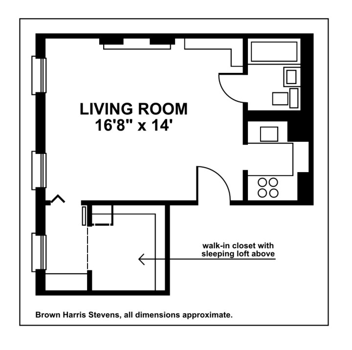 Floorplan for Prime Heights Pre War 1 Bedroom
