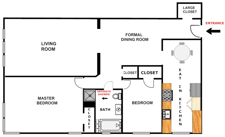 Floorplan for Shiny And New 2BR Gift