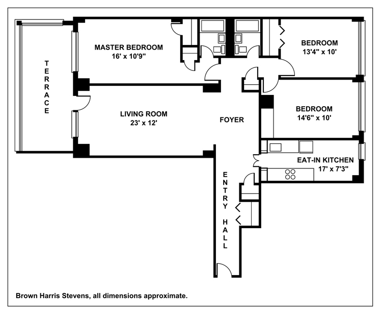 Floorplan for Kensington 3 Bedroom With Outdoor Space