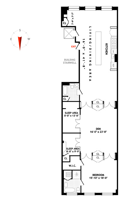 Floorplan for 112 Franklin Street Loft