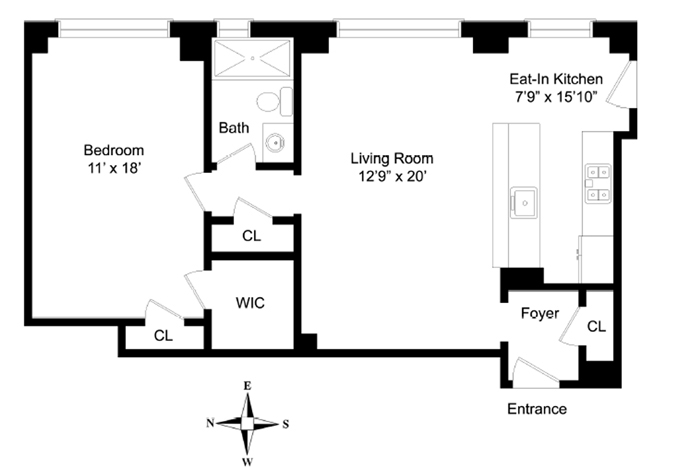 Floorplan for 175 West 93rd Street, 14J
