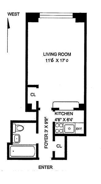 Floorplan for 235 West 102nd Street, 10R