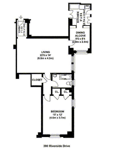 Floorplan for 390 Riverside Drive