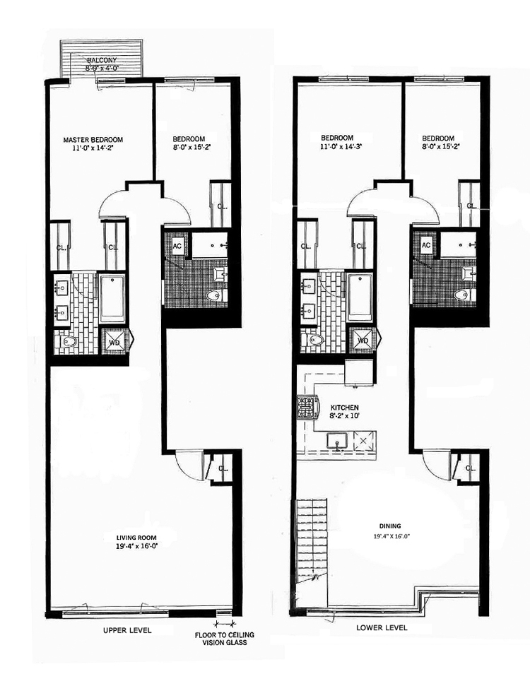Floorplan for Condo 4 Bed 4 Bath Duplex