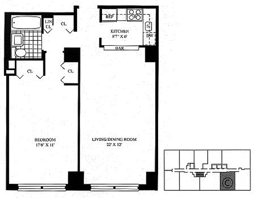 Floorplan for 60 West 66th Street, 31C
