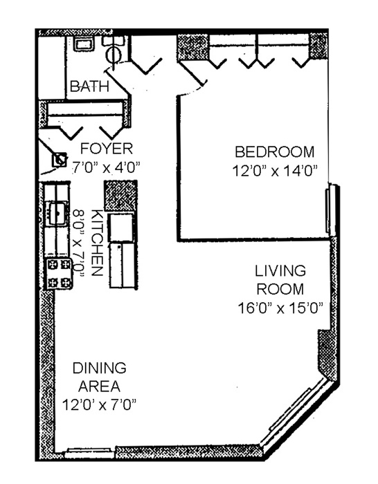 Floorplan for 1641 Third Avenue, 14C