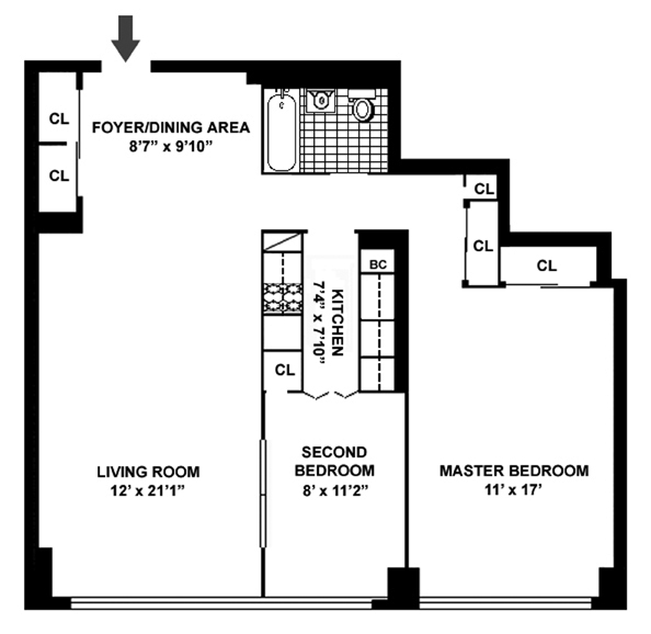 Floorplan for 15 Charles Street, 12B