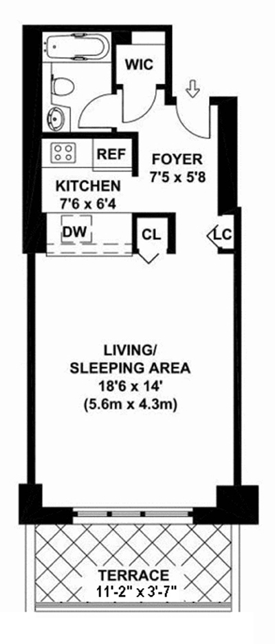 Floorplan for 393 West 49th Street, 3AA