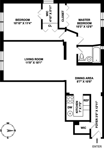 Floorplan for 505 East 82nd Street, 6E