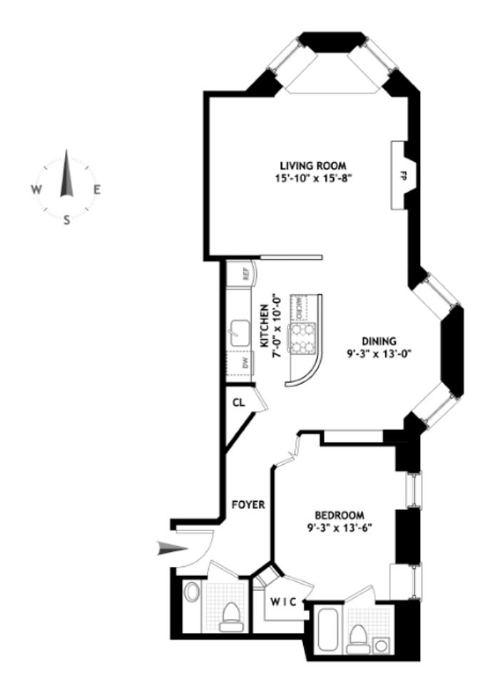 Floorplan for 342 West 85th Street, 1A