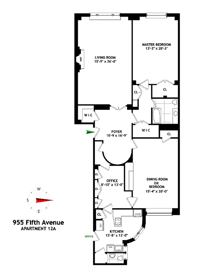Floorplan for 955 Fifth Avenue, 12A