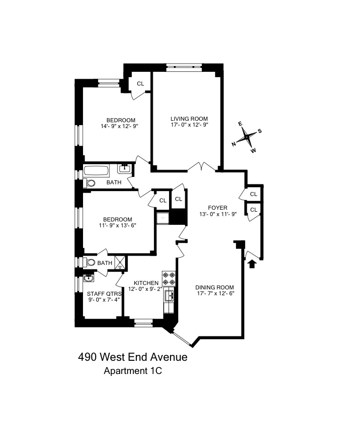 Floorplan for 490 West End Avenue, 1C