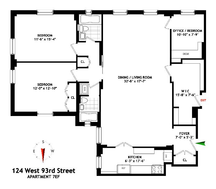 Floorplan for 124 West 93rd Street