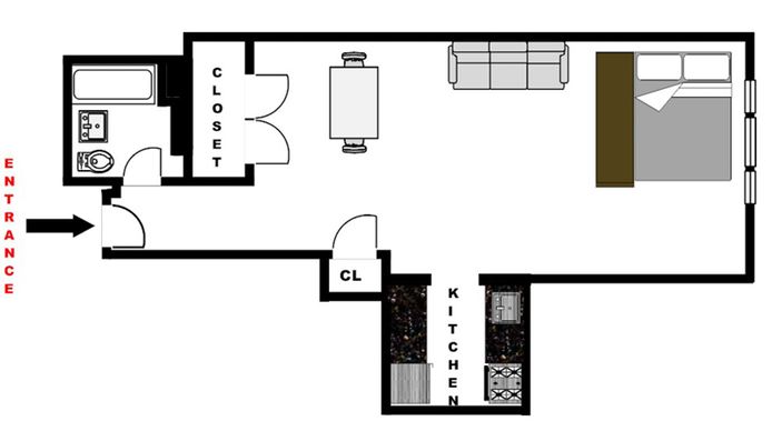 Floorplan for Brooklyn Heights Studio