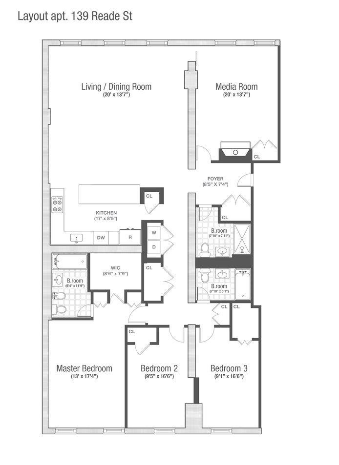Floorplan for 139 Reade Street, 4B