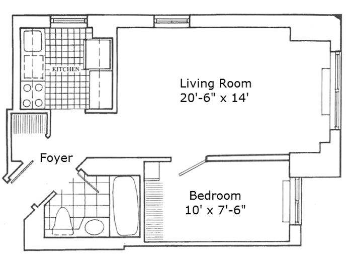 Floorplan for 145 East 48th Street, 14B