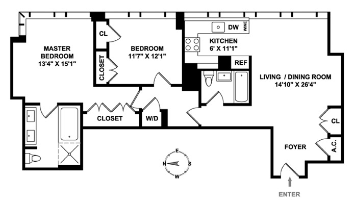Floorplan for 245 West 99th Street, 5C