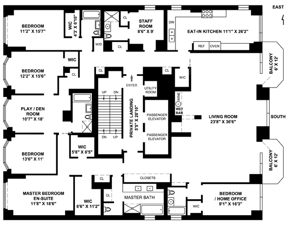 Floorplan for 160 West 86th Street, 14TH FL