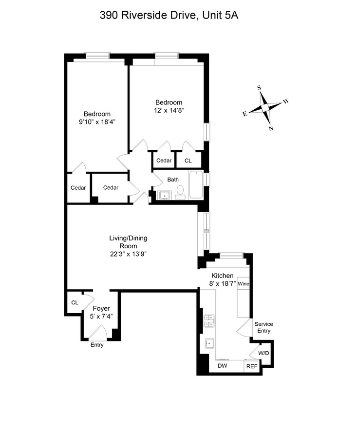 Floorplan for 390 Riverside Drive, 5A