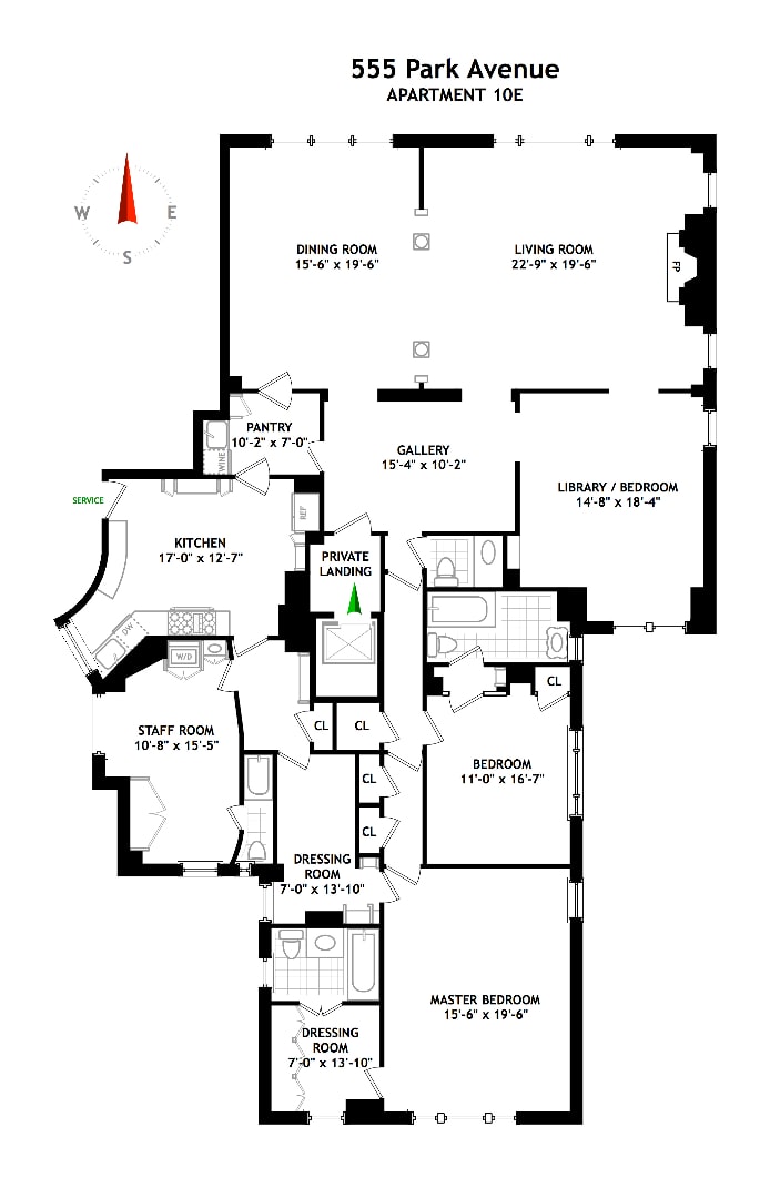 Floorplan for 555 Park Avenue, 10E