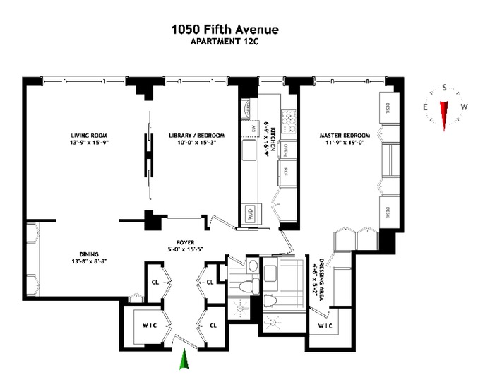 Floorplan for 1050 Fifth Avenue, 12C