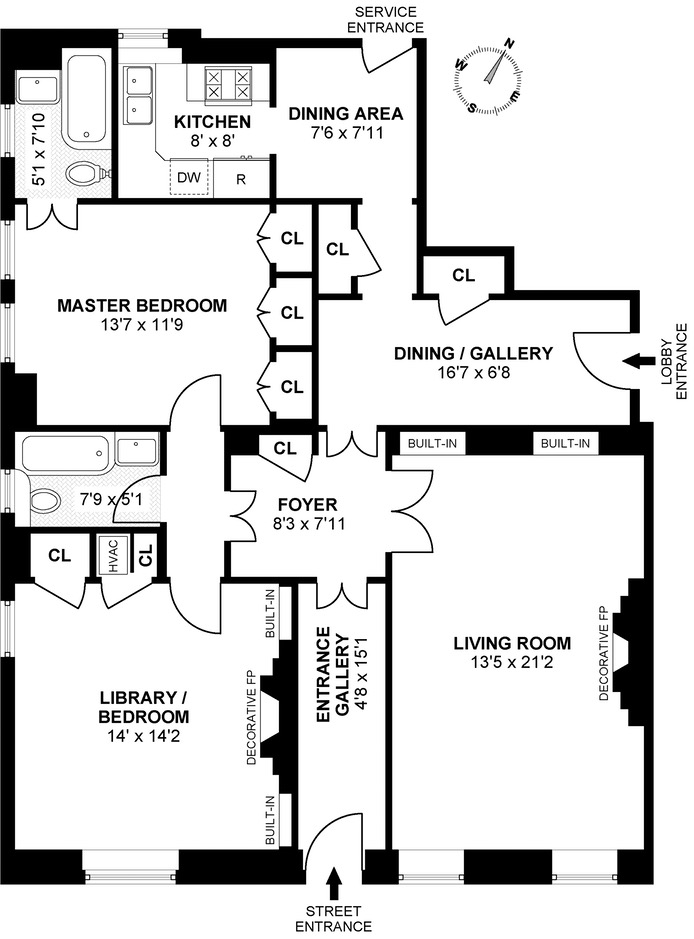 Floorplan for 14 Sutton Place South, 1F