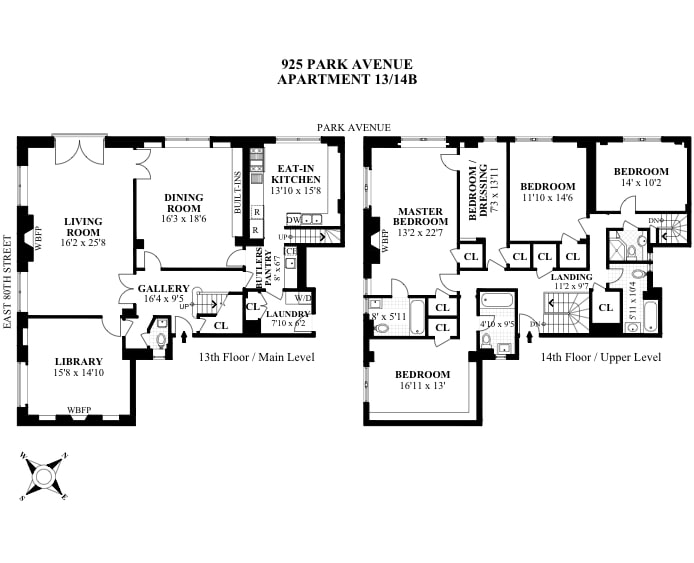 Floorplan for 925 Park Avenue, 13/14B