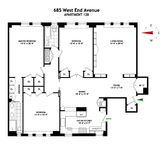 Floorplan for 685 West End Avenue, 12B