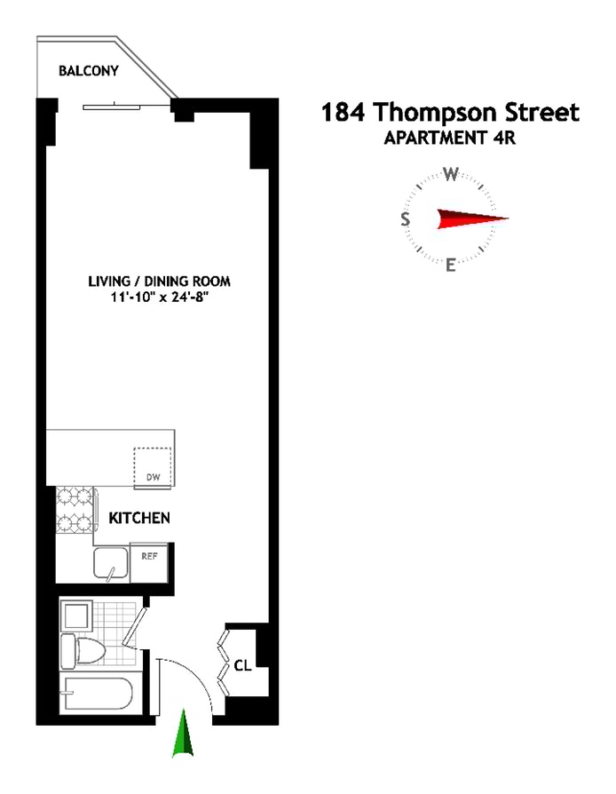Floorplan for 184 Thompson Street