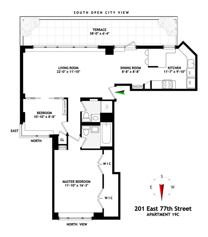 Floorplan for 201 East 77th Street, 19C