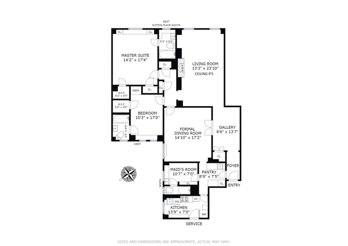 Floorplan for 14 Sutton Place South, 8B