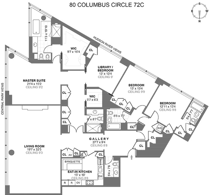 Floorplan for 80 Columbus Circle, 72C