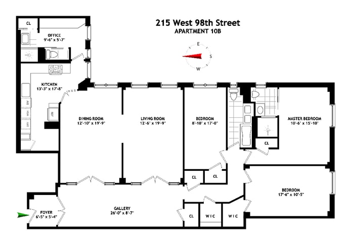 Floorplan for 215 West 98th Street, 10B