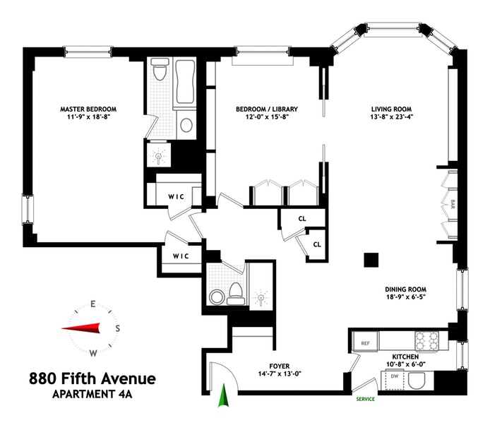 Floorplan for 880 Fifth Avenue, 4A