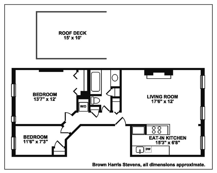 Floorplan for Brownstone 2 Bed/1 Bath W Roof Deck
